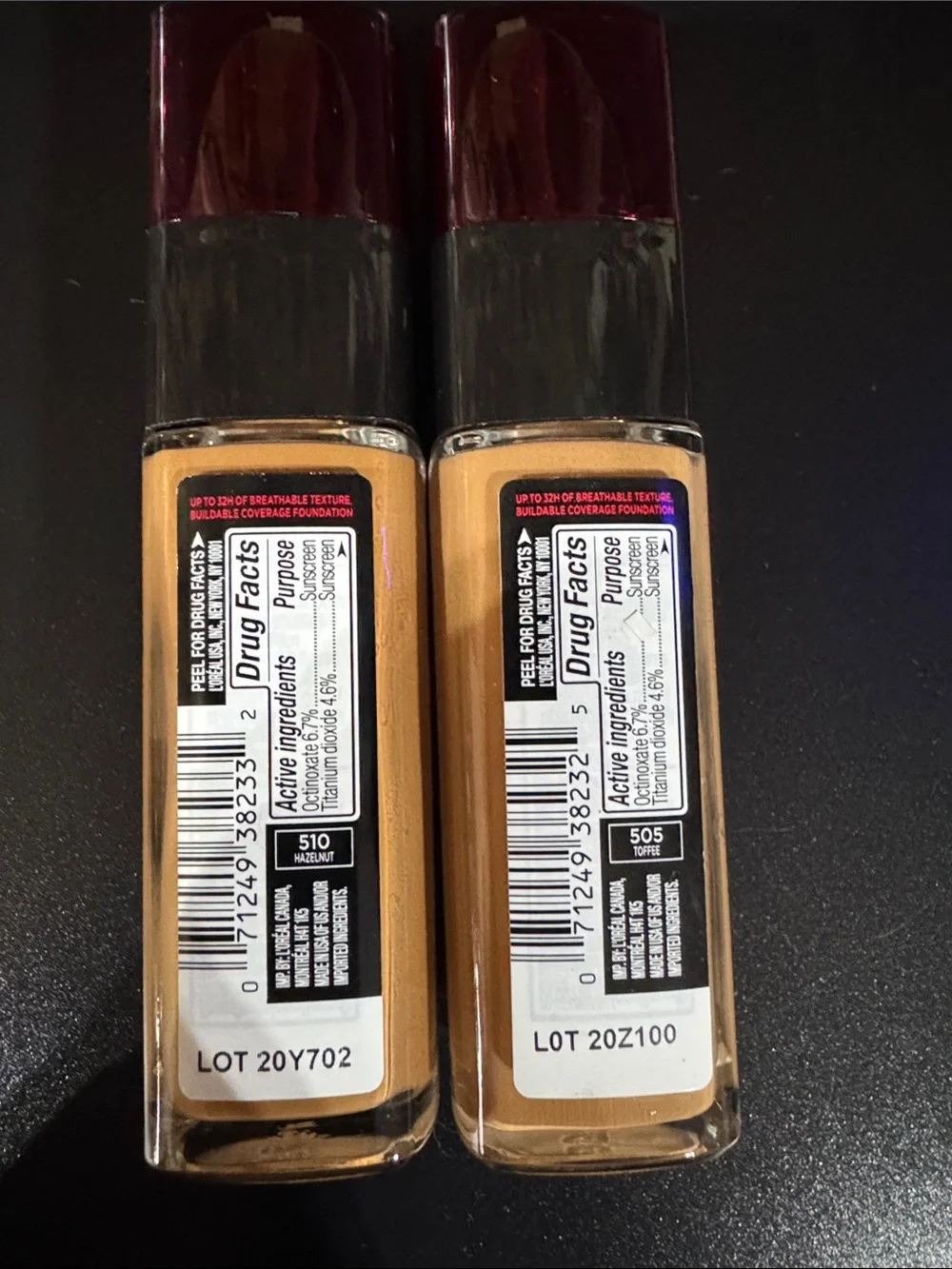 L'Oreal Infallible Fresh Wear Foundation - Shades 505 & 510 Beige